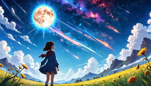 meteor,cosmos,fairy galaxy,cosmos wind,space art,supernova,falling stars,star sky,falling star,universe,celestial event,cosmos field,celestial,astral traveler,star winds,shooting star,astronomical,galaxy,wonder,the universe,Anime,Anime,Realistic