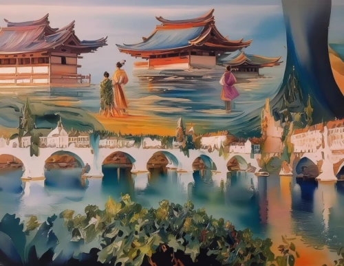 chinese art,forbidden palace,summer palace,nước chấm,water palace,hall of supreme harmony,oriental painting,hanoi,dragon palace hotel,chinese background,chinese temple,khokhloma painting,ha noi,mekong,chạo tôm,chả lụa,cơm tấm,viet nam,dragon boat,floating market,Illustration,Paper based,Paper Based 04