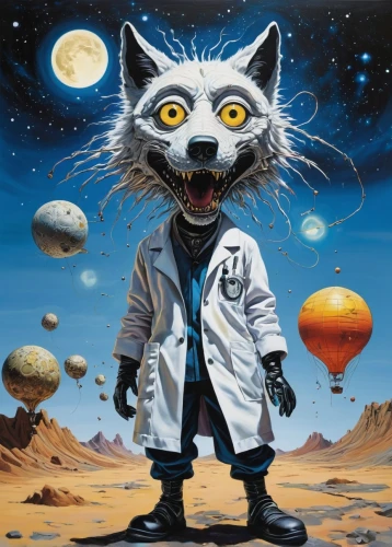 veterinarian,veterinary,fish-surgeon,biologist,scientist,sci fiction illustration,theoretician physician,physician,pathologist,rocket raccoon,doctor,compans-cafarelli,schrödinger's cat,science fiction,altiplano,herfstanemoon,dr,coatimundi,microbiologist,pharmacist,Conceptual Art,Graffiti Art,Graffiti Art 10