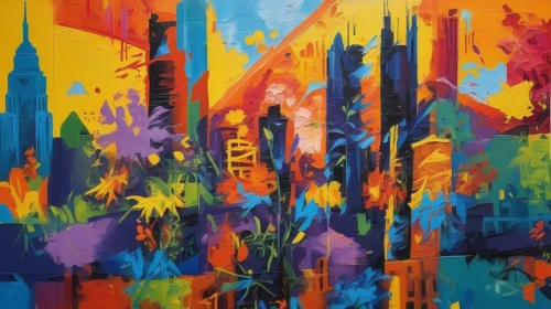 colorful city,cityscape,abstract painting,city scape,city skyline,graffiti art,metropolis,background abstract,colorful background,city cities,skyscrapers,abstract background,urban landscape,metropolises,graffiti,cities,urban,abstract multicolor,chicago skyline,vibrant color,Art,Artistic Painting,Artistic Painting 34
