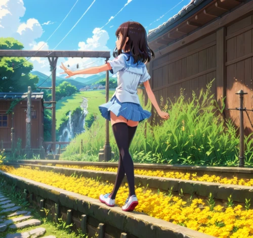 euphonium,studio ghibli,the girl at the station,forget-me-not,girl picking flowers,falling flowers,summer day,girl in the garden,school skirt,girl walking away,anime japanese clothing,springtime background,haruhi suzumiya sos brigade,playing outdoors,kantai collection sailor,girl and boy outdoor,vanessa (butterfly),summer jasmine,violet evergarden,spring background,Anime,Anime,Traditional