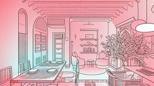 hallway space,an apartment,pantry,apartment,interiors,neon coffee,the coffee shop,soda shop,study room,pink vector,dining room,backgrounds,office line art,coffee shop,pink paper,a restaurant,beauty room,kitchenette,tearoom,rooms,Design Sketch,Design Sketch,Outline