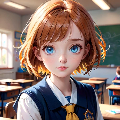 cinnamon girl,anime girl,anime 3d,nora,worried girl,bulli,teacher,nami,classroom,primary school student,beautiful pencil,heterochromia,anime cartoon,girl studying,student,girl portrait,tutor,schoolgirl,school uniform,school start,Anime,Anime,Cartoon