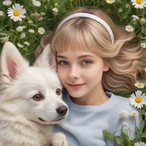 girl with dog,lily-rose melody depp,girl in flowers,blond girl,beautiful girl with flowers,vintage boy and girl,indian spitz,blonde girl,child fox,flower girl,white cosmos,children's background,little girl in wind,little boy and girl,boy and dog,child girl,child portrait,vintage children,blonde dog,children's fairy tale