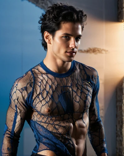 see-through clothing,male model,mesh,snake skin,harness,spider net,harnessed,wire mesh,royal lace,agent provocateur,aquaman,merman,mesh and frame,rio serrano,danila bagrov,itamar kazir,latino,male ballet dancer,uomo vitruviano,webbing clothes moth