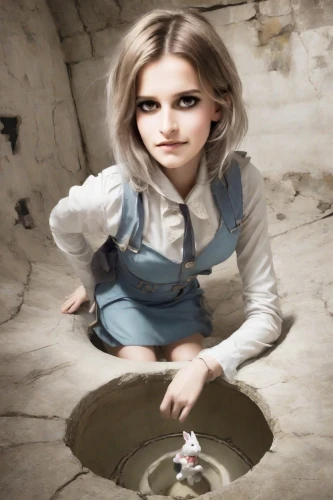 alice,potter's wheel,girl with a wheel,eleven,alice in wonderland,labyrinth,the little girl,woman at the well,bodhrán,girl in a historic way,olallieberry,piko,child girl,tambourine,cymbal,spin danger,uranium,cymbals,sand timer,clay doll,Photography,Realistic