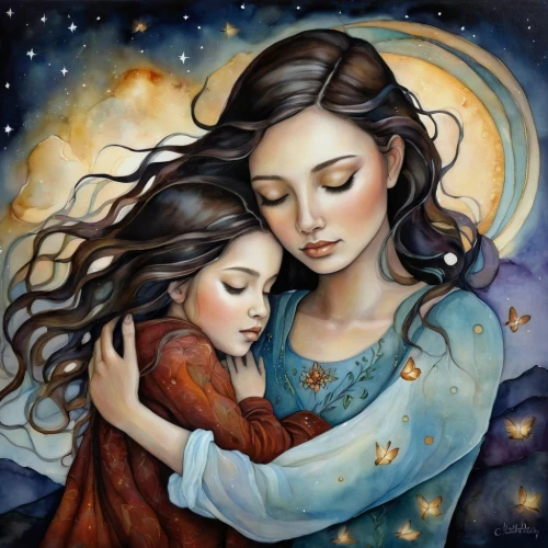 little girl and mother,capricorn mother and child,mother and daughter,mother with child,oil painting on canvas,mother and child,motherhood,mother's,mom and daughter,mothers love,mother kiss,star mother,two girls,mother,jesus in the arms of mary,tenderness,oil painting,little angels,young women,motherly love,Conceptual Art,Daily,Daily 34