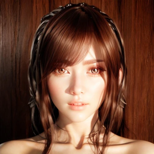 realdoll,natural cosmetic,doll's facial features,portrait background,japanese doll,anime 3d,female doll,japanese woman,beauty face skin,japanese ginger,bangs,artificial hair integrations,japanese idol,girl portrait,cosmetic,red-brown,asian semi-longhair,honmei choco,cosmetic products,girl doll