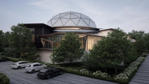 roof domes,sky space concept,eco hotel,roof landscape,musical dome,sky apartment,futuristic architecture,solar cell base,round house,3d rendering,planetarium,dome roof,eco-construction,cubic house,roof terrace,dome,modern house,outdoor structure,bee-dome,roof garden,Architecture,Commercial Residential,Modern,Geometric Harmony