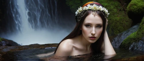 water nymph,the night of kupala,fantasy picture,image manipulation,woman at the well,faery,dryad,the blonde in the river,rusalka,cascading,water fall,mermaid background,faerie,natural cosmetics,digital compositing,mother nature,the girl in the bathtub,secret garden of venus,photo manipulation,photoshop manipulation,Conceptual Art,Daily,Daily 22