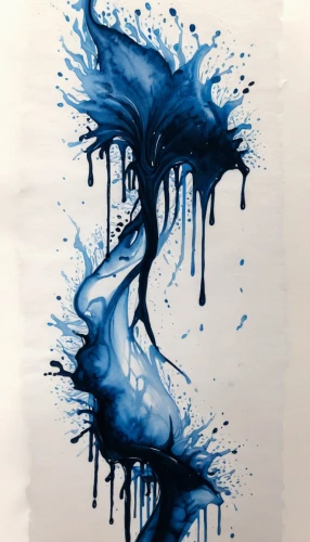 ink painting,blue painting,watercolor paint strokes,abstract watercolor,paint strokes,thick paint strokes,watercolor blue,printing inks,drips,oil stain,fluid,blue fish,bluebottle,bluejay,watercolor bird,ink,bird painting,fluid flow,water colors,graffiti splatter,Illustration,Black and White,Black and White 34