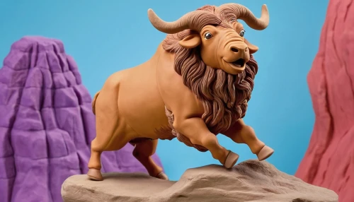 clay animation,schleich,bighorn,the zodiac sign taurus,sculpt,horoscope taurus,taurus,capricorn,gnu,aurochs,minotaur,animal figure,aries,3d figure,3d model,faun,bighorn ram,highland cow,tribal bull,watusi cow,Unique,3D,Clay