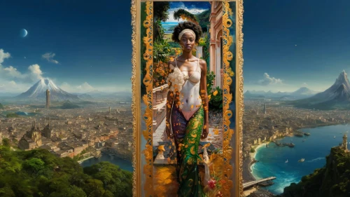 fantasy picture,fantasy art,fantasy world,rapunzel,priestess,tower of babel,astral traveler,the pillar of light,3d fantasy,temples,world digital painting,background image,antasy,orientalism,sacred art,heroic fantasy,cd cover,the mystical path,universal exhibition of paris,prosperity and abundance