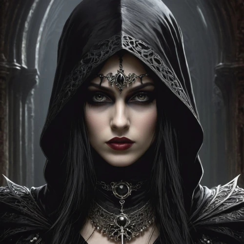 gothic woman,gothic portrait,gothic fashion,sorceress,gothic style,dark elf,priestess,the enchantress,gothic,dark gothic mood,goth woman,fantasy portrait,vampire woman,fantasy art,dark angel,dark art,vampire lady,dark portrait,celtic queen,gothic dress,Conceptual Art,Daily,Daily 05