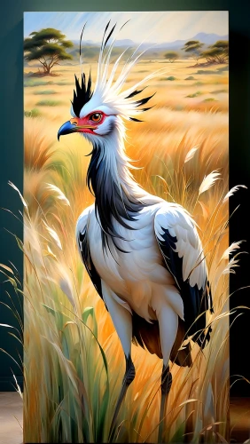 red-crowned crane,eastern crowned crane,gray crowned crane,grey crowned crane,bird painting,grey crowned cranes,chukar,landfowl,fujian white crane,portrait of a hen,white storks,phoenix rooster,storks,stork,white stork,bustard,vintage rooster,prairie chicken,whooping crane,rooster