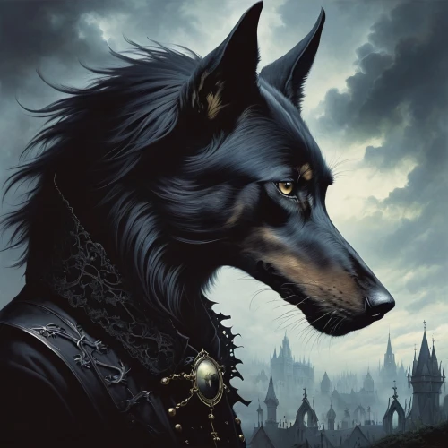 black shepherd,gothic portrait,king shepherd,kelpie,bohemian shepherd,carpathian shepherd dog,canidae,howling wolf,black german shepherd,schipperke,gothic style,wolfdog,european wolf,gothic,gray wolf,wolf,constellation wolf,swedish lapphund,dark gothic mood,german shepherd,Conceptual Art,Fantasy,Fantasy 29