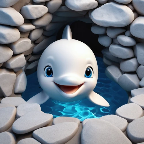 beluga whale,dolphin background,3d render,delfin,cute cartoon character,dolphinarium,cinema 4d,orca,baby whale,3d rendered,dolphin fountain,olaf,porpoise,white dolphin,disney baymax,dug-out pool,wishing well,swimming pool,dolphin,3d background,Unique,3D,3D Character