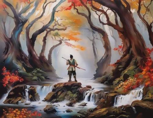 autumn background,oil painting on canvas,fantasy picture,autumn landscape,fantasy art,autumn theme,autumn forest,art painting,oil painting,forest background,watercolor background,robin hood,landscape background,the autumn,fall landscape,fantasy landscape,world digital painting,forest landscape,oil on canvas,autumn scenery,Illustration,Paper based,Paper Based 04