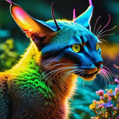 rainbow rabbit,rainbow background,cat vector,rainbow pencil background,rainbow unicorn,colorful background,animal feline,colorfull,nyan,lynx,cat image,full of color,feline,capricorn kitz,rainbow colors,cat,intense colours,felidae,prism,feline look,Conceptual Art,Fantasy,Fantasy 05