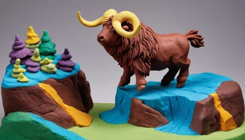 clay animation,unicorn cake,mountain cows,mountain cow,horned cows,whimsical animals,meat cake,watusi cow,schleich,alpine cow,mountain sheep,highland cow,fondant,animal figure,plasticine,mountain pasture,a cake,lardy cake,felted,horns cow,Unique,3D,Clay