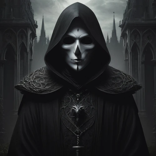 gothic portrait,grim reaper,grimm reaper,reaper,death god,hooded man,death's head,archimandrite,priest,nuncio,sepulchre,death's-head,dance of death,dark art,gothic,skull bones,dark gothic mood,carpathian,gothic style,haunted cathedral,Illustration,Realistic Fantasy,Realistic Fantasy 17