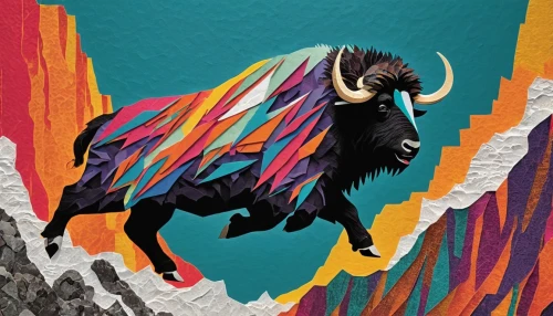 yak,bison,buffalo,tribal bull,alpine cow,muskox,taurus,mountain cows,feral goat,mountain goat,gnu,horoscope taurus,pachamama,mountain cow,baby yak,llama,capricorn,ox,the zodiac sign taurus,mountain sheep,Unique,Paper Cuts,Paper Cuts 07