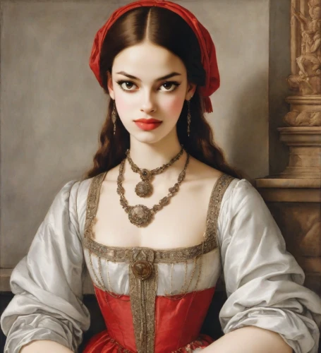 portrait of a girl,gothic portrait,young woman,romantic portrait,victorian lady,red tunic,girl portrait,girl with cloth,portrait of a woman,fantasy portrait,red riding hood,girl with bread-and-butter,mystical portrait of a girl,girl in cloth,lady in red,girl in a historic way,young lady,man in red dress,la violetta,woman portrait,Digital Art,Classicism