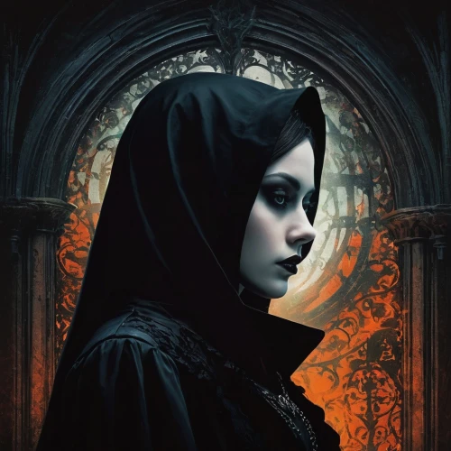 gothic portrait,gothic woman,gothic style,dark gothic mood,gothic,gothic fashion,goth woman,the nun,dark art,mystical portrait of a girl,the enchantress,gothic dress,vampire woman,fantasy portrait,gothic architecture,dark portrait,the witch,sorceress,victorian lady,cloak,Conceptual Art,Oil color,Oil Color 02