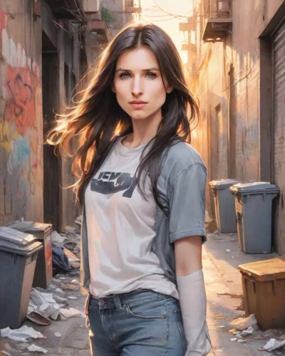 girl in t-shirt,girl with a gun,girl walking away,girl with gun,digital compositing,tshirt,girl in overalls,alley cat,garbage collector,woman walking,young model istanbul,city ​​portrait,girl in a historic way,photo session in torn clothes,woman holding gun,pedestrian,street sweeper,fallout,on the street,iranian,Digital Art,Watercolor