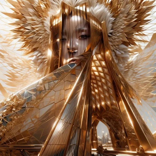golden crown,golden mask,golden wreath,baroque angel,gold mask,fire angel,golden rain,gold spangle,gold leaf,gold color,golden heart,foil and gold,gold crown,mary-gold,metallic,golden scale,amano,fantasy portrait,archangel,bullion