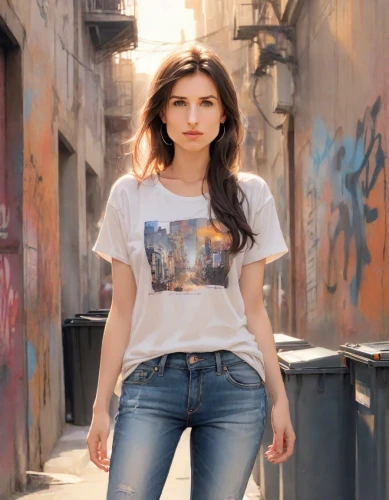 girl in t-shirt,jeans background,tshirt,iranian,photo session in torn clothes,young model istanbul,isolated t-shirt,city ​​portrait,tee,persian,t shirt,print on t-shirt,high jeans,in a shirt,yasemin,denim background,t-shirt,jeans,haifa,on the street,Digital Art,Watercolor