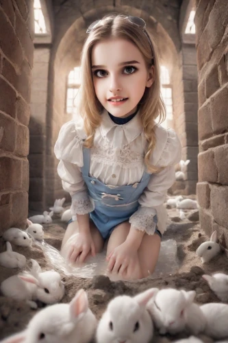 alice,alice in wonderland,porcelain dolls,children's fairy tale,girl in a historic way,female doll,olallieberry,doll looking in mirror,fairy tale character,silphie,porcelaine,photomanipulation,children's background,doll kitchen,photoshop manipulation,rapunzel,geppetto,clay doll,photo manipulation,the little girl,Photography,Realistic