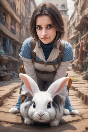 peter rabbit,white rabbit,rabbits,bunny,little rabbit,white bunny,little bunny,jack rabbit,dwarf rabbit,bun,rabbit,digital compositing,rabbit family,alice,hare trail,no ear bunny,bunnies,photoshop manipulation,rabbits and hares,domestic rabbit,Photography,Realistic