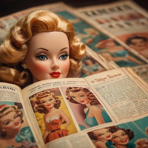 vintage doll,vintage girl,vintage girls,vintage makeup,vintage women,vintage woman,pin ups,vintage 1950s,retro women,vintage toys,blonde woman reading a newspaper,vintage labels,vintage papers,vintage newspaper,pin-up girls,pin-up,collectible doll,retro pin up girls,model years 1960-63,retro pin up girl,Photography,General,Cinematic