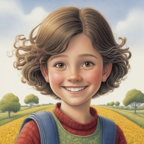 agnes,a girl's smile,child portrait,girl portrait,angelica,portrait of a girl,isabel,eleven,alfalfa,girl with bread-and-butter,della,orla,nora,kids illustration,little girl in wind,lori,girl with cereal bowl,berta,thomas heather wick,girl drawing,Illustration,Children,Children 03