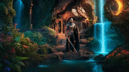 fantasy picture,fantasy landscape,wasserfall,waterfall,fairy world,enchanted forest,water fall,fairy forest,3d fantasy,fantasy art,fairy village,waterfalls,cascading,mountain spring,garden of eden,crescent spring,elven forest,enchanted,brown waterfall,chasm