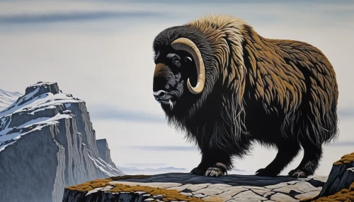 muskox,landseer,bighorn ram,mouflon,feral goat,mountain sheep,baboon,black-brown mountain sheep,baffin island,male lion,barbary monkey,mammoth,buffalo herder,forest king lion,bison,fila brasileiro,talahi,pyrenean mastiff,king ortler,bighorn,Conceptual Art,Graffiti Art,Graffiti Art 12