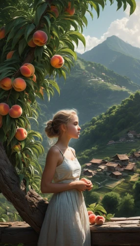 girl picking apples,orange tree,persimmon tree,apricot,apricots,woman eating apple,oranges,peach tree,fruit tree,fruit fields,kumquat,tangerine tree,orchard,guava,girl with tree,tangerines,apple mountain,fruit market,apple tree,pomelo,Conceptual Art,Fantasy,Fantasy 11