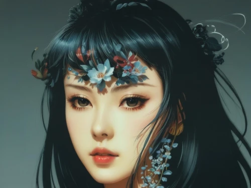 chinese art,oriental girl,oriental princess,geisha girl,geisha,japanese art,oriental painting,inner mongolian beauty,amano,oriental,fantasy portrait,mulan,asian woman,yi sun sin,korean culture,japanese woman,world digital painting,lotus art drawing,plum blossom,peking opera,Illustration,Japanese style,Japanese Style 09