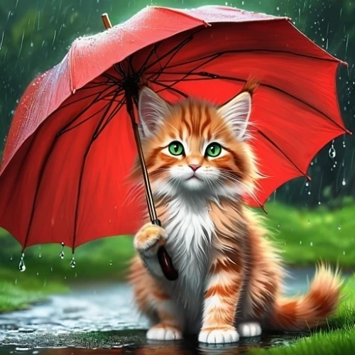 umbrella,rain cats and dogs,fox in the rain,brolly,summer umbrella,ginger kitten,raining,protection from rain,raindops,in the rain,cute cat,rainy day,rain protection,walking in the rain,rainy season,raincoat,asian umbrella,rainy,rainy weather,heavy rain