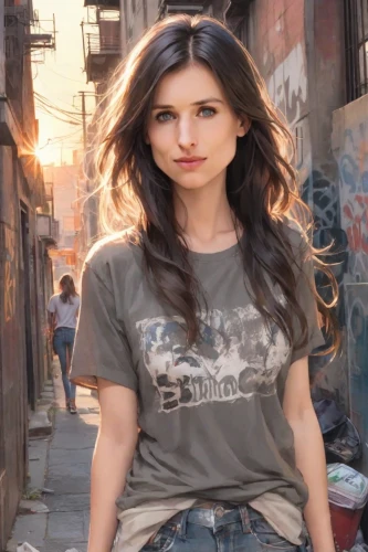 girl in t-shirt,ammo,tshirt,jeans background,tee,portrait background,iranian,cuba background,attractive woman,denim background,photo session in torn clothes,in a shirt,isolated t-shirt,brunette,georgia,hollywood actress,romanian,yasemin,middle eastern,persian,Digital Art,Watercolor