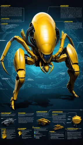 yellow jacket,kryptarum-the bumble bee,deep-submergence rescue vehicle,drone bee,hornet,scarab,bumblebee,wasp,golden poison frog,crab 1,the beetle,yellow python,crab 2,spider the golden silk,elephant beetle,scarabs,scorpion,ten-footed crab,sea devil,spyder,Unique,Design,Infographics