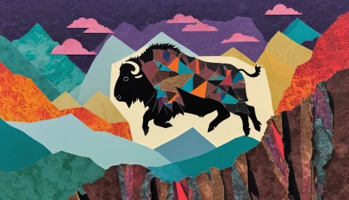 mountain cows,colorful horse,yak,mountain spirit,the spirit of the mountains,two-horses,himalayas,pachamama,denali,himalaya,goat mountain,karakoram,mountains,himalayan,unicorn background,high mountains,painted horse,mountain scene,man and horses,altiplano,Unique,Paper Cuts,Paper Cuts 07