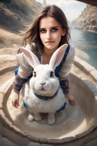 white rabbit,alice in wonderland,white bunny,rabbits,peter rabbit,rabbits and hares,dwarf rabbit,bunny,little rabbit,cottontail,alice,little bunny,european rabbit,children's fairy tale,american snapshot'hare,rabbit,cavy,hare trail,photoshop manipulation,easter theme,Photography,Realistic