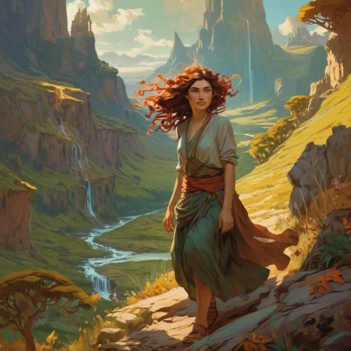 merida,the wanderer,fantasy portrait,wanderer,world digital painting,fantasy landscape,wander,fae,mountain spirit,fantasy picture,adventurer,the spirit of the mountains,guards of the canyon,traveler,cg artwork,mountain guide,rosa ' amber cover,transistor,digital nomads,artemisia,Conceptual Art,Fantasy,Fantasy 18