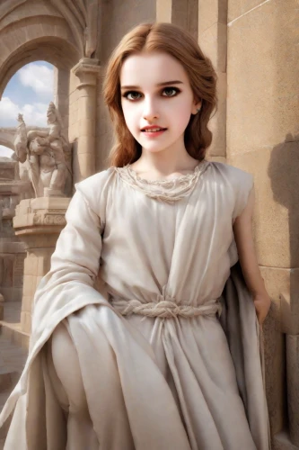 princess anna,princess leia,girl in a historic way,joan of arc,princess sofia,3d fantasy,senate,stone angel,cepora judith,the sphinx,cgi,madeleine,goddess of justice,rapunzel,aphrodite,classical antiquity,cybele,republic,gothic portrait,3d rendered,Photography,Realistic