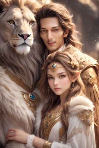 lions couple,lion children,two lion,lion father,prince and princess,she feeds the lion,fantasy picture,fairytale characters,beautiful couple,heroic fantasy,forest king lion,fantasy art,fairy tale icons,couple goal,mother and father,couple boy and girl owl,greek mythology,lion white,camelot,cat family,Photography,Realistic