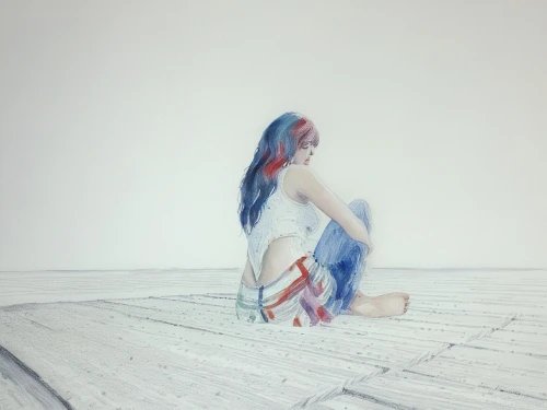 girl walking away,anaglyph,red-blue,girl on the stairs,girl in a long,white blue red,woman walking,girl sitting,blue painting,photomanipulation,woman sitting,conceptual photography,girl with a wheel,multiple exposure,distortion,red and blue,mari makinami,woman laying down,unreality,figure skating,Illustration,Paper based,Paper Based 20