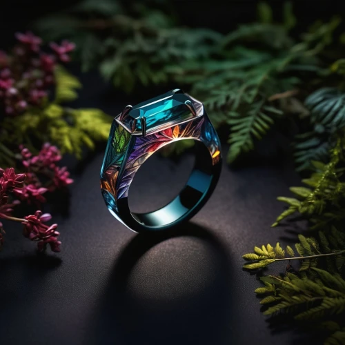 colorful ring,titanium ring,circular ring,prism,ring jewelry,wedding ring,wedding band,diamond ring,pre-engagement ring,finger ring,colorful glass,engagement ring,solo ring,fire ring,faceted diamond,jewelry（architecture）,prism ball,ring,opal,iridescent,Photography,Artistic Photography,Artistic Photography 02
