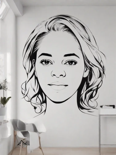 wall sticker,wall decoration,wall art,dry erase,wall decor,whiteboard,wall painting,wall paint,to draw,silhouette art,girl drawing,custom portrait,vector graphic,handdrawn,pencil art,advertising figure,illustrator,wall plaster,woman's face,adobe illustrator